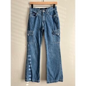 Anchor Blue Y2K Women's Cargo Jeans Denim Flare Bootcut Size 3